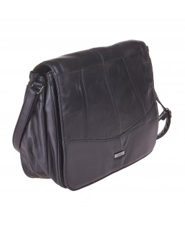 Lorenz Large Sheep Nappa Bag with Front Flap, Multi Zips & Adjustable Strap- New Lower Price